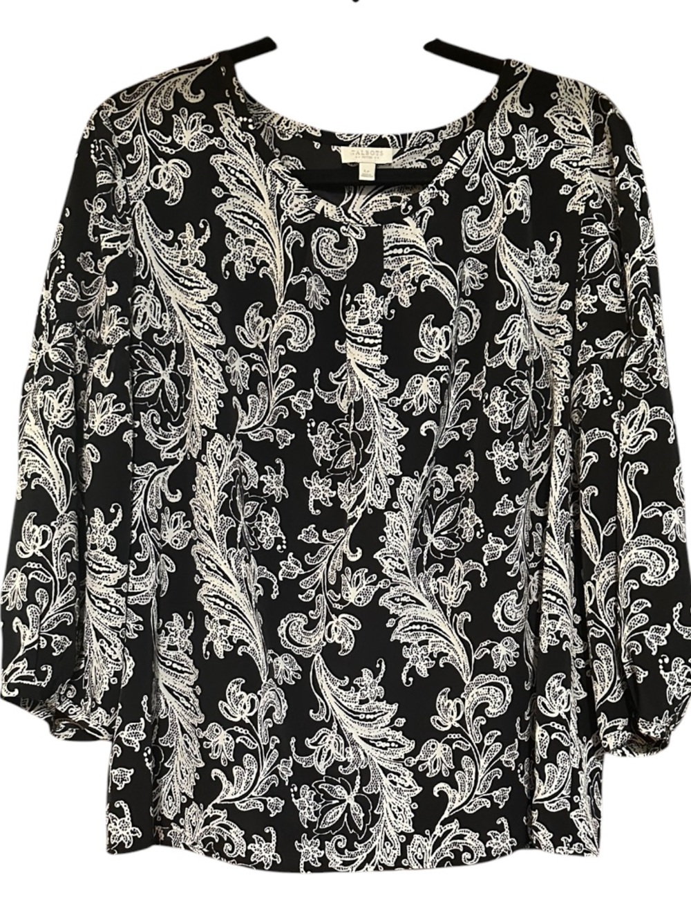 Talbots Black & White Paisley Print Women’s Blouse